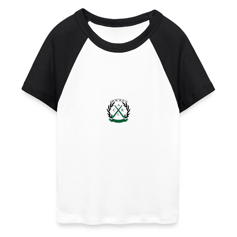 I’m Watching Hockey Cropped Baseball T-Shirt - Weiß/Schwarz