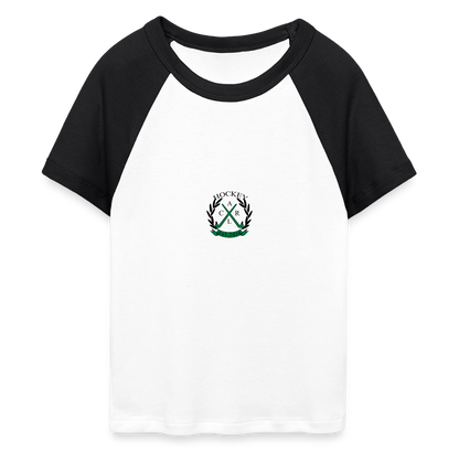 I’m Watching Hockey Cropped Baseball T-Shirt - Weiß/Schwarz