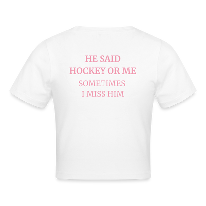 Hockey or Me – Cropped Frauen T-Shirt - Weiß