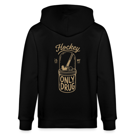 "Hockey is my only Drug" Zip-Hoodie – Unisex Bio-Kapuzenjacke - Schwarz
