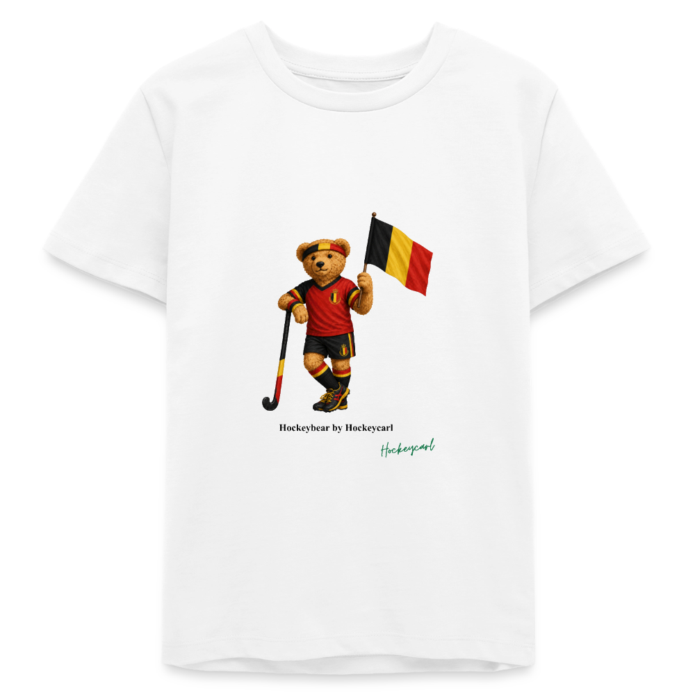 „Hockeybear“ Teenager T-Shirt – Belgien Edition - Weiß