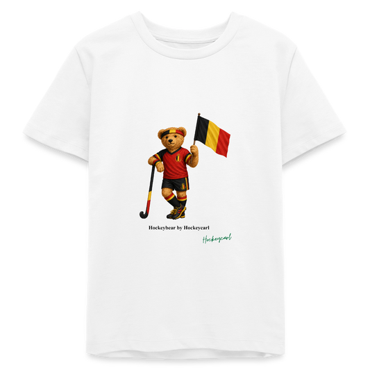 „Hockeybear“ Teenager T-Shirt – Belgien Edition - Weiß
