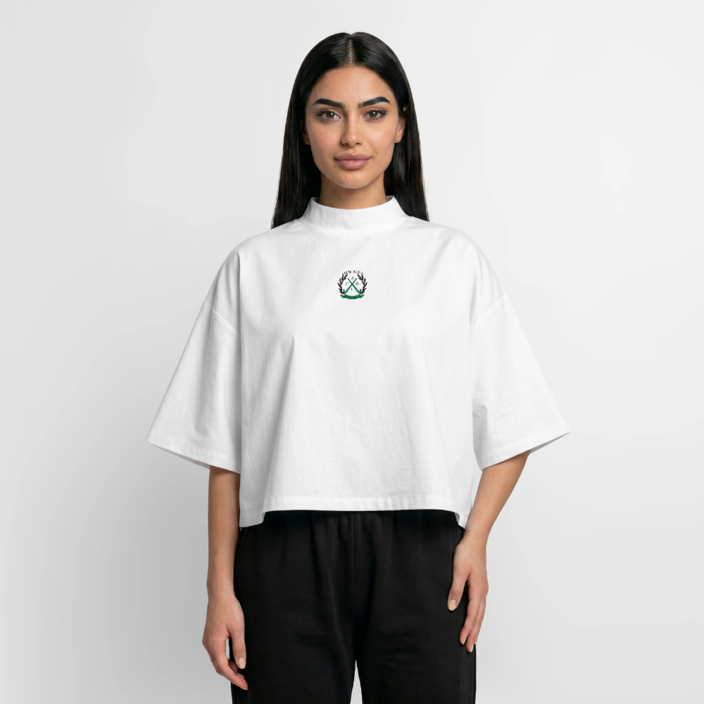 Hockey Maus Boxy Damen T-Shirt – Cropped Fit - Weiß