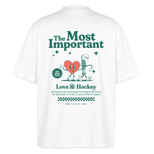 The Most Important – Love & Hockey Oversized Organic T-Shirt - Weiß