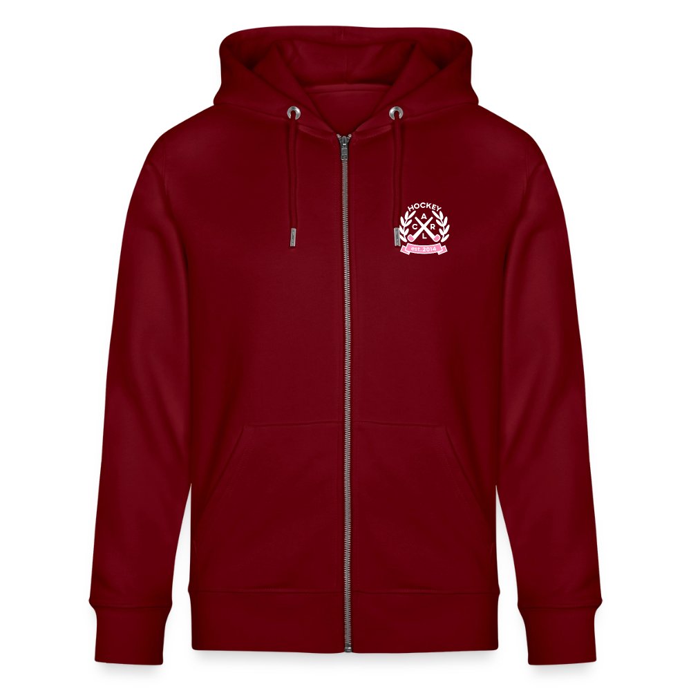 "Hockey is my only Drug" Zip-Hoodie – Unisex Bio-Kapuzenjacke - Burgunderrot