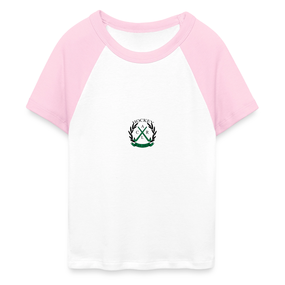 I’m Watching Hockey Cropped Baseball T-Shirt - Weiß/Pink