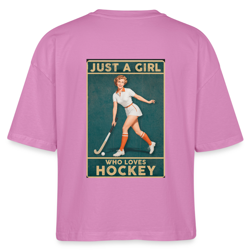 "Just a Girl Who Loves Hockey" T-Shirt – Damen Boxy Fit - Pink