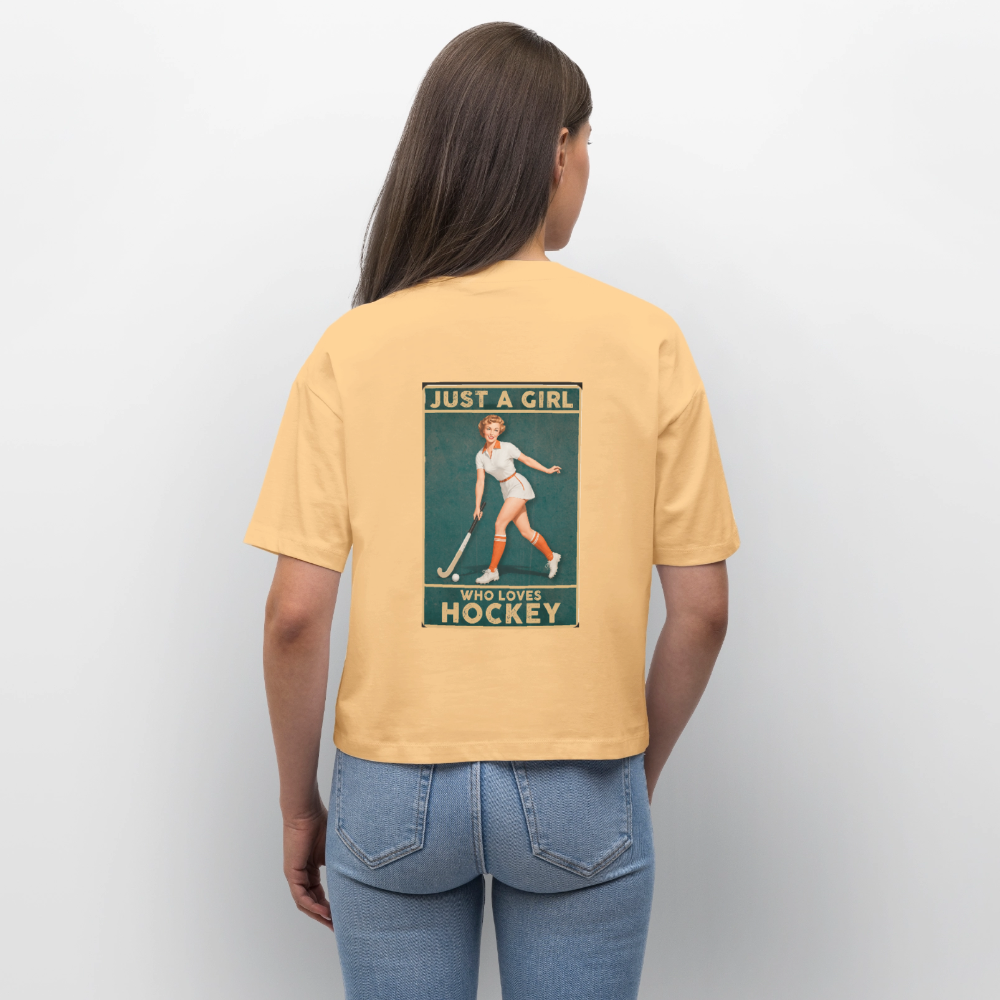 "Just a Girl Who Loves Hockey" T-Shirt – Damen Boxy Fit - Mispel