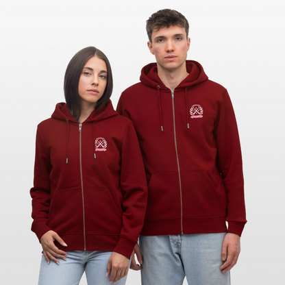 "Hockey is my only Drug" Zip-Hoodie – Unisex Bio-Kapuzenjacke - Burgunderrot