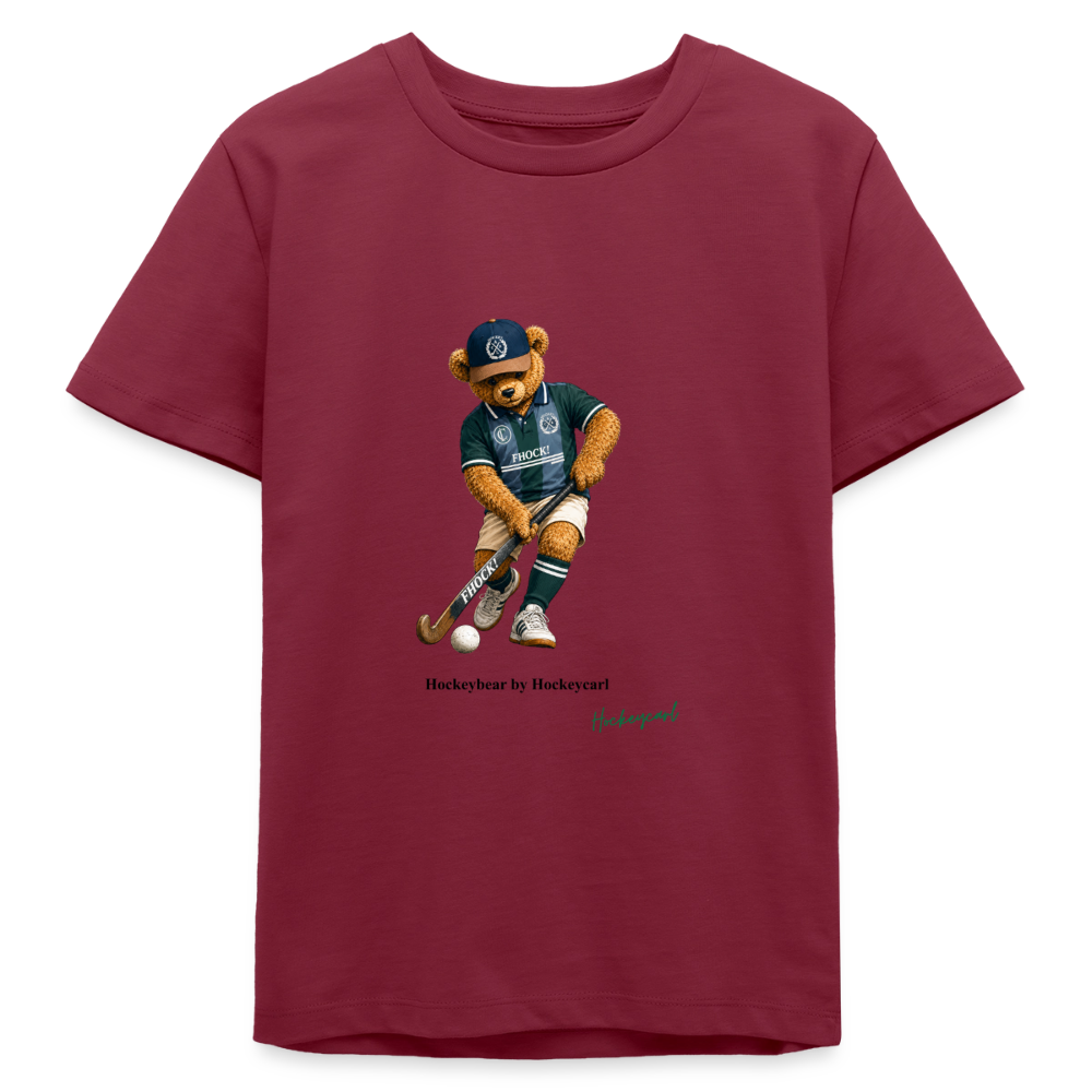 Hockeybear by Hockeycarl – Teenager Bio T-Shirt - Burgunderrot