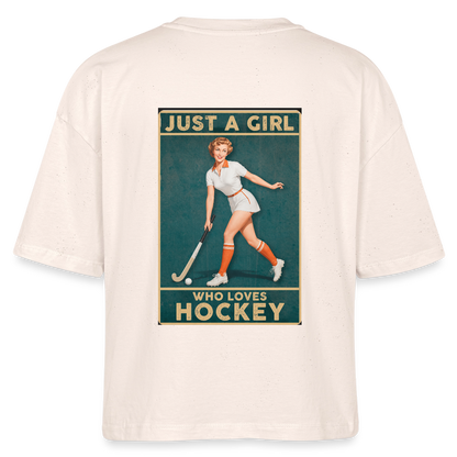 "Just a Girl Who Loves Hockey" T-Shirt – Damen Boxy Fit - Natur