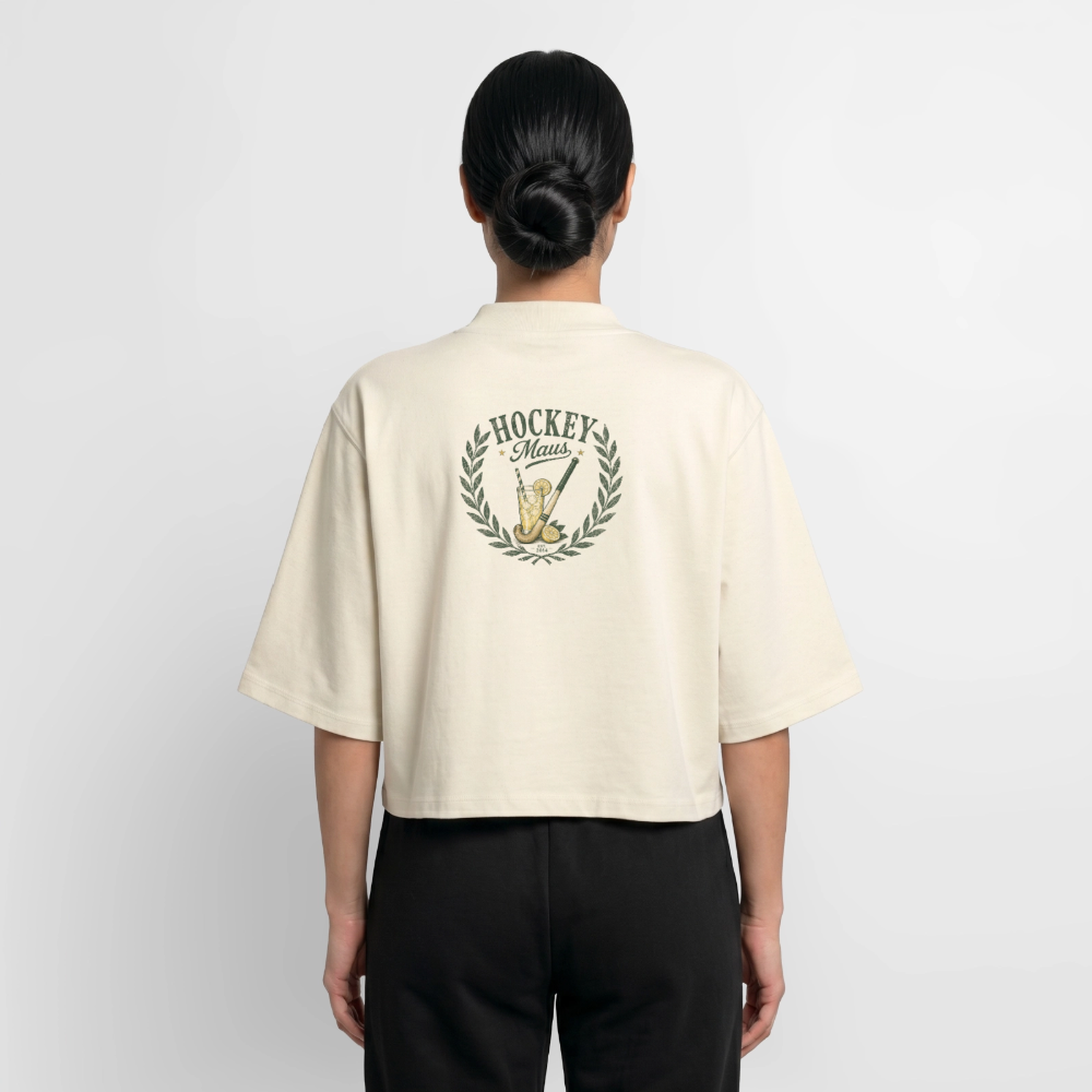 Hockey Maus Boxy Damen T-Shirt – Cropped Fit - Natur