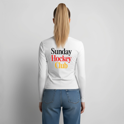 Sunday Hockey Club Frauen Slim Fit Langarmshirt – Cropped Style - Weiß