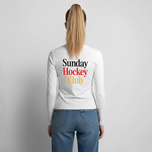Sunday Hockey Club Frauen Slim Fit Langarmshirt – Cropped Style - Weiß