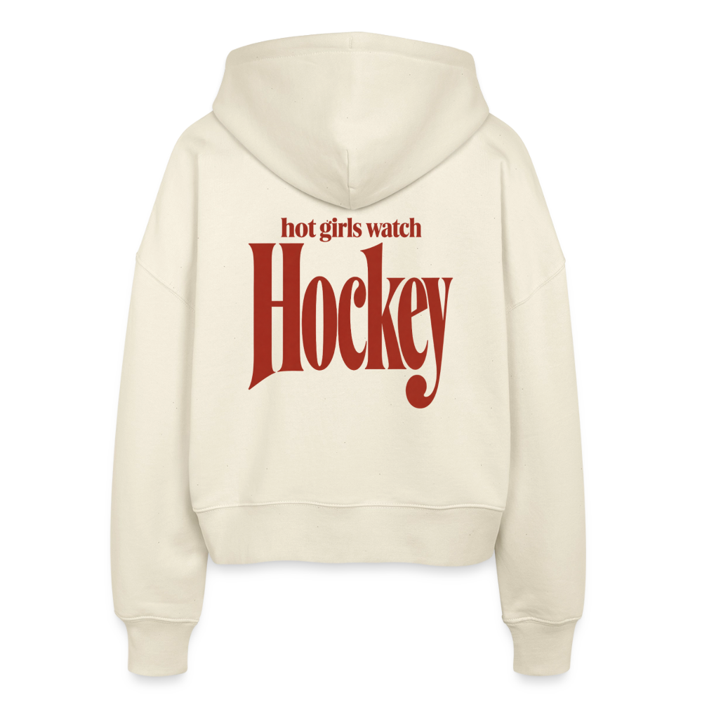 Hot Girls Watch Hockey – Organic Boxy Zip Hoodie - Natur