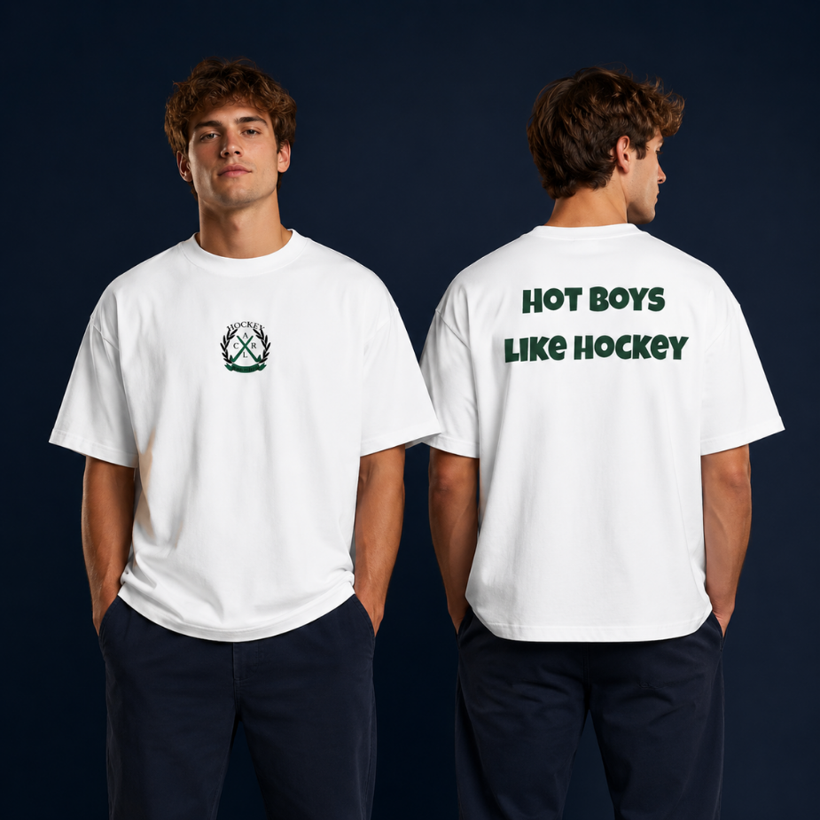 Hot Boys Like Hockey – Organic Oversized Shirt