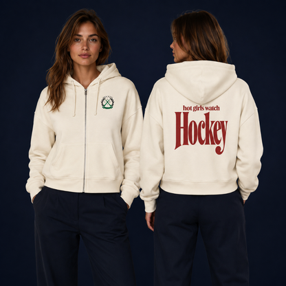 Hot Girls Watch Hockey – Organic Boxy Zip Hoodie