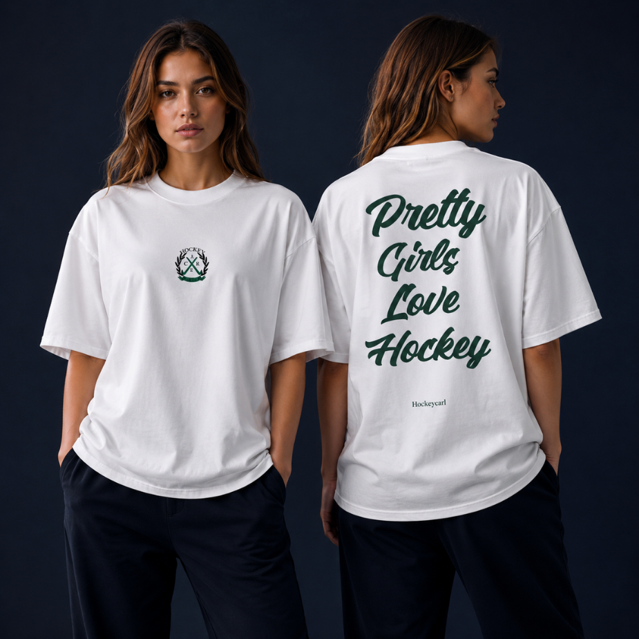 Pretty Girls Love Hockey – Organic Oversized T-Shirt