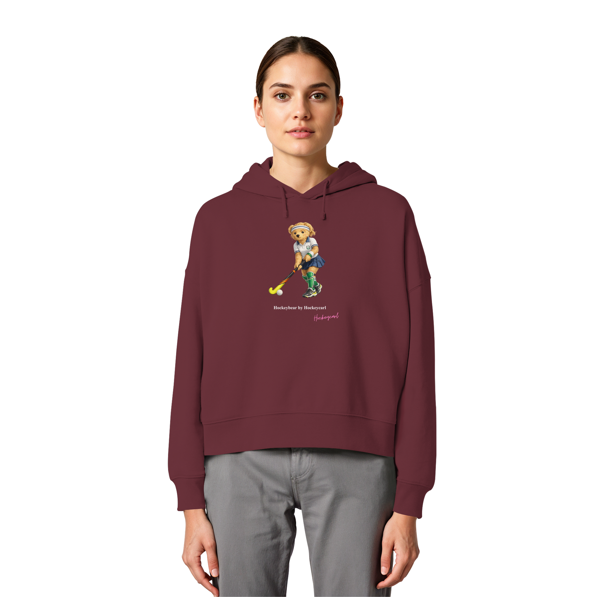 Hockeybear  - Womens Organic Boxcut Hoodie - Hockeycarl